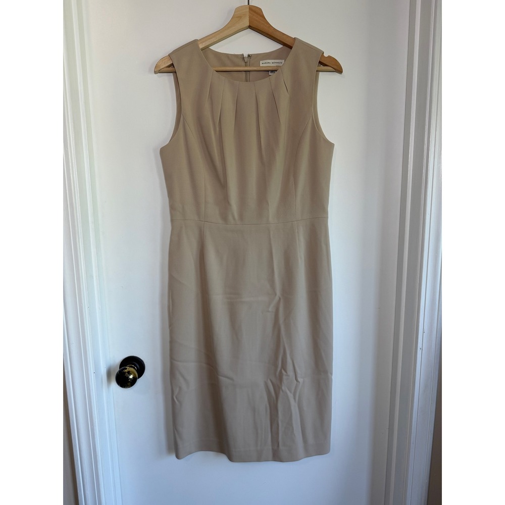 Banana‎ Republic Womens Tan Wool Blend Pleated Sleeveless Sheath Dress Size 8